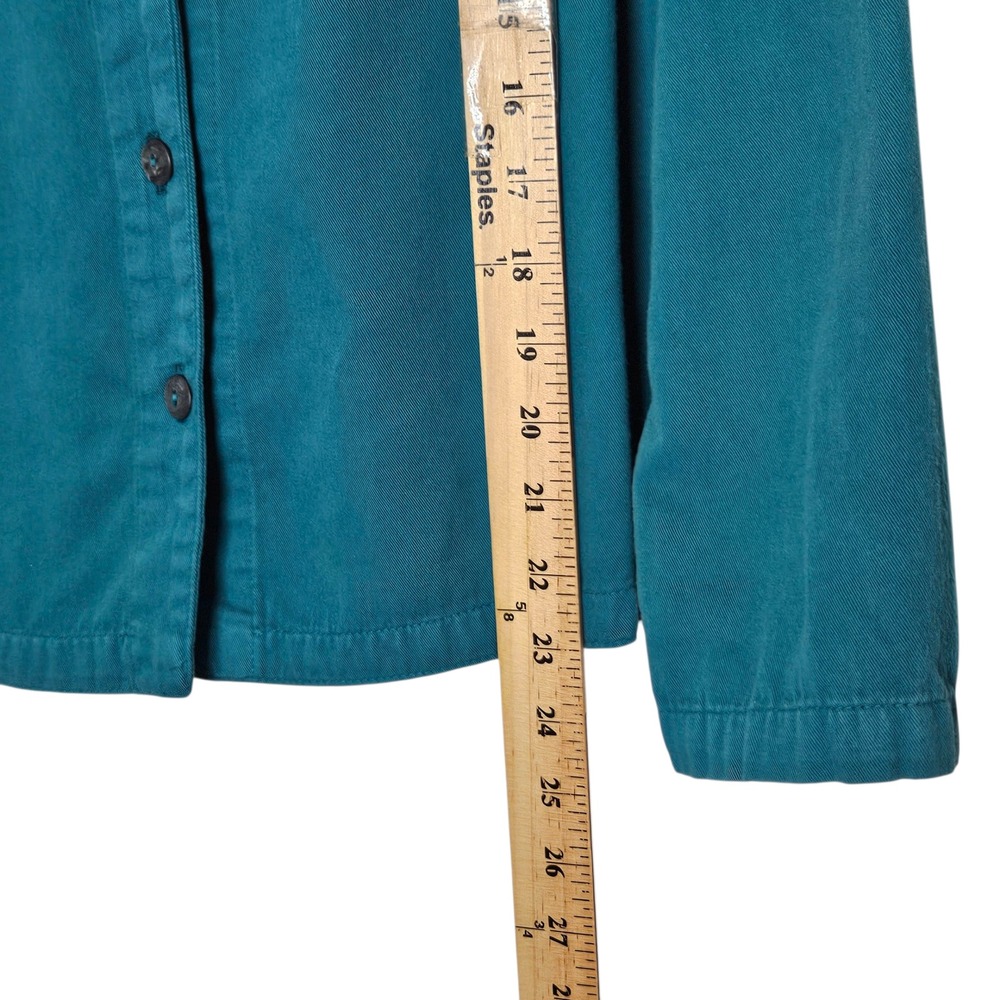 CMC Color Me Cotton Teal Button Down Shirt Jacket Womens Small Lagenlook Coastal - Picture 5 of 7